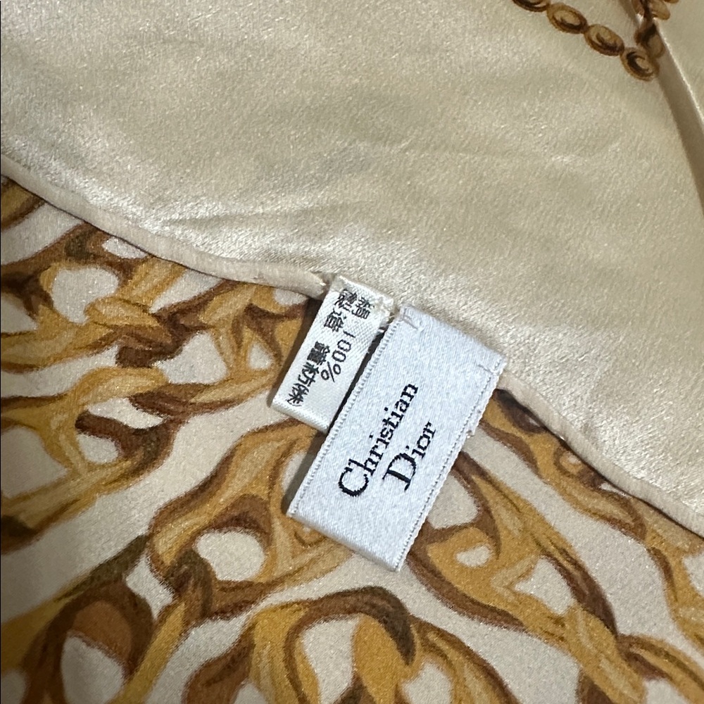Christian Dior Gold and Cream Silk Scarf - Picture 7 of 10
